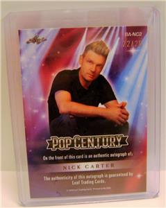 NICK CARTER #22 /25 AUTO LEAF POP CENTURY 2026 | eBay