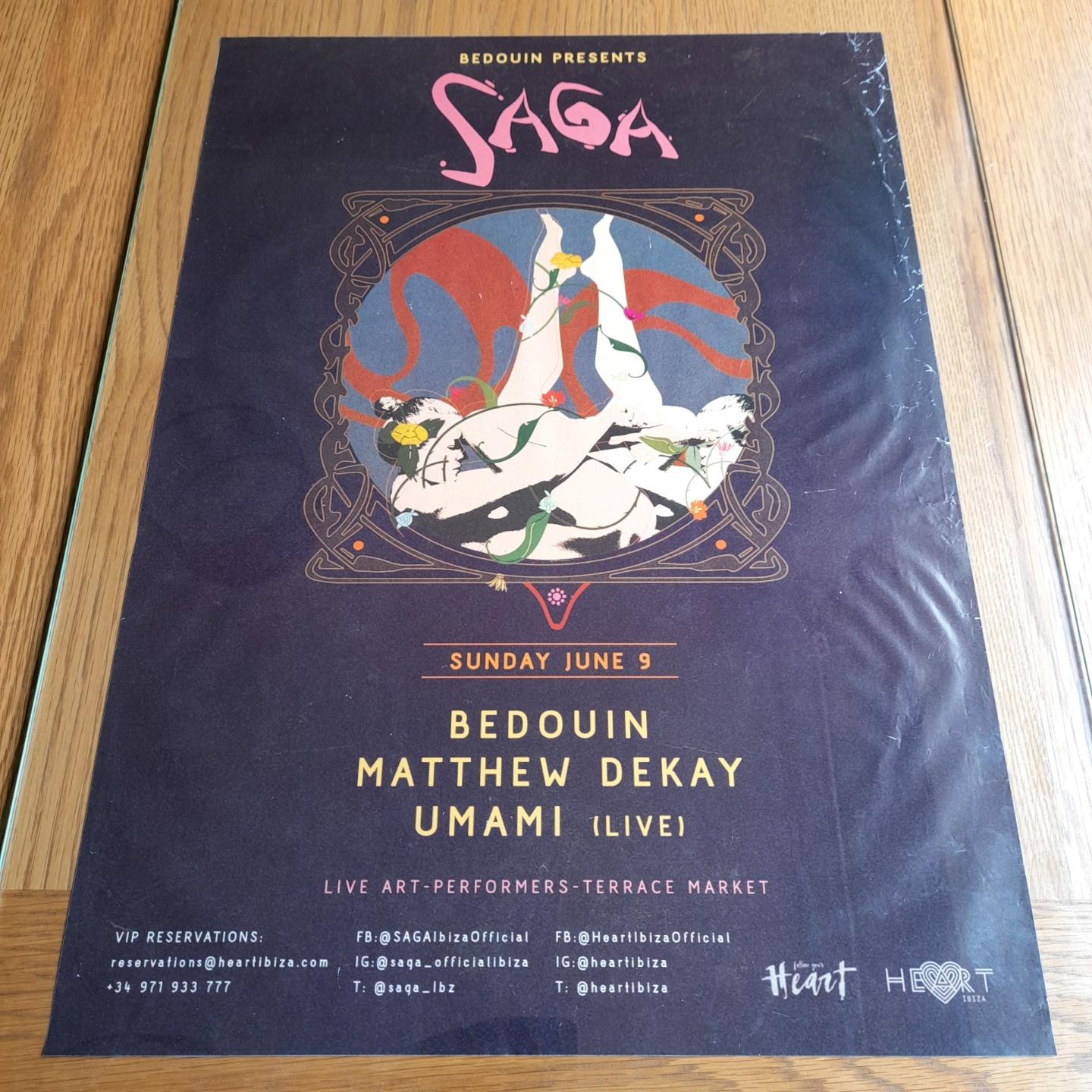 BEDOUIN PRESENTS SAGA @ HEART CLUB 2019 - IBIZA CLUB POSTERS - DJ HOUSE MUSIC - Picture 7 of 12