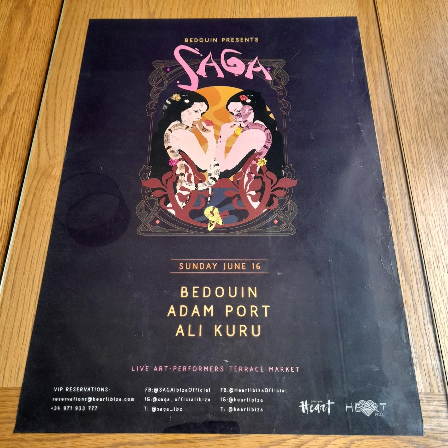 BEDOUIN PRESENTS SAGA @ HEART CLUB 2019 - IBIZA CLUB POSTERS - DJ HOUSE MUSIC - Picture 8 of 12