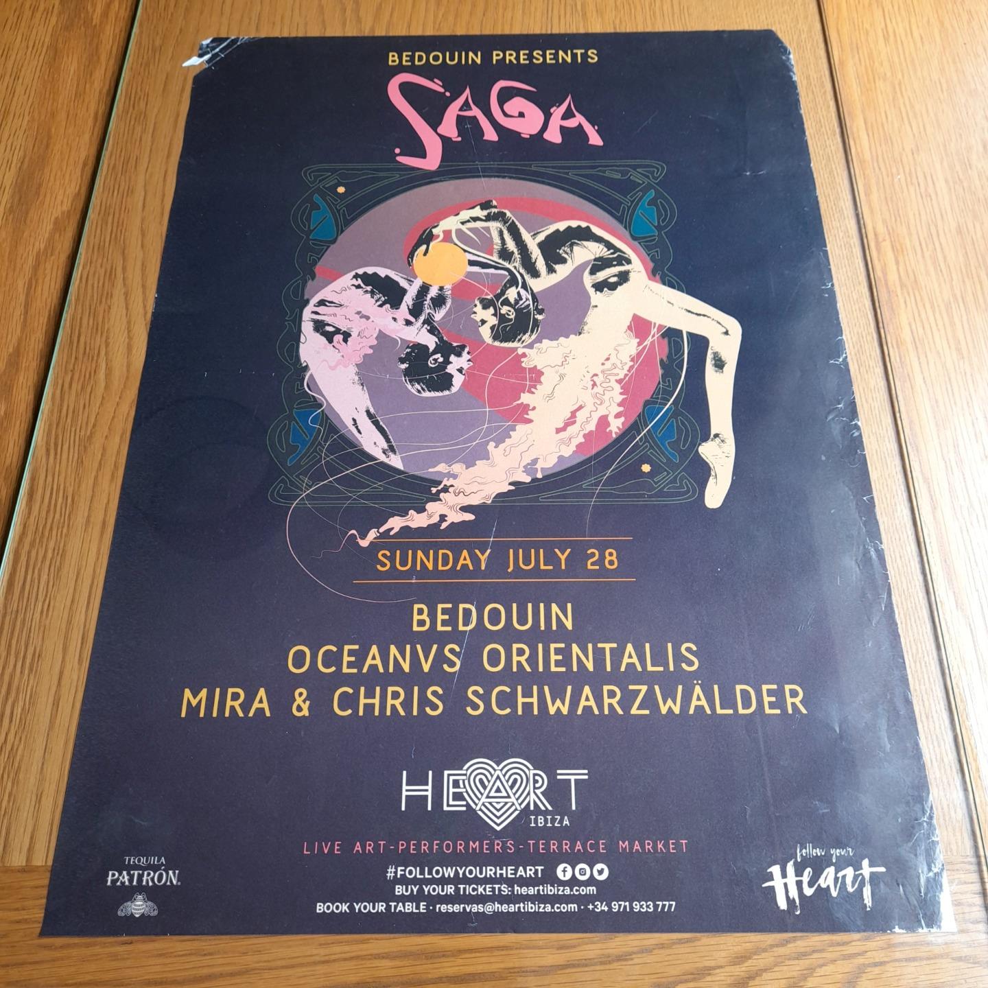 BEDOUIN PRESENTS SAGA @ HEART CLUB 2019 - IBIZA CLUB POSTERS - DJ HOUSE MUSIC - Picture 11 of 12