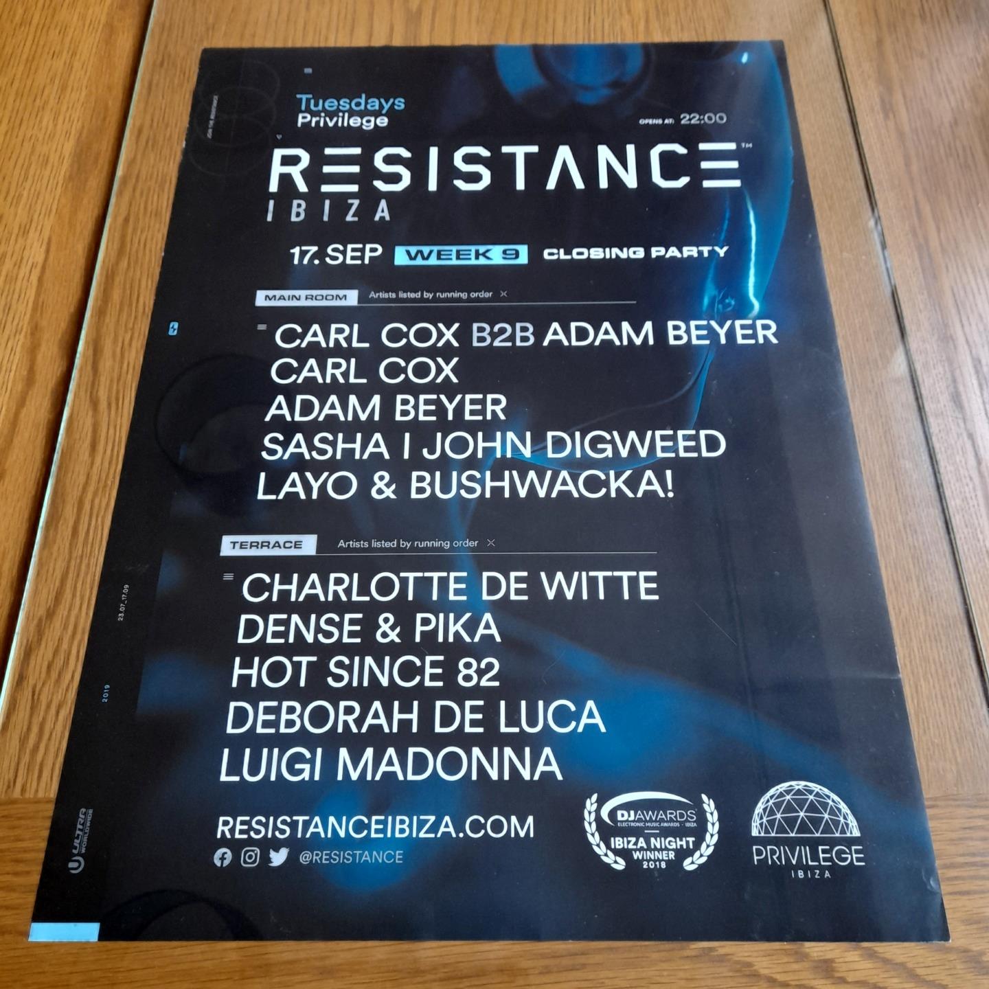 RESISTANCE @ PRIVILEGE CLUB 2019 - IBIZA CLUB POSTERS - DJ TECHNO HOUSE MUSIC - Picture 20 of 22