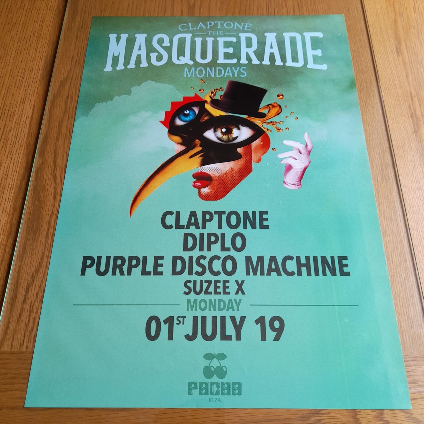 MASQUERADE CLAPTONE @ PACHA CLUB 2019 - IBIZA CLUB POSTERS - DJ MUSIC PARTY - Picture 14 of 20