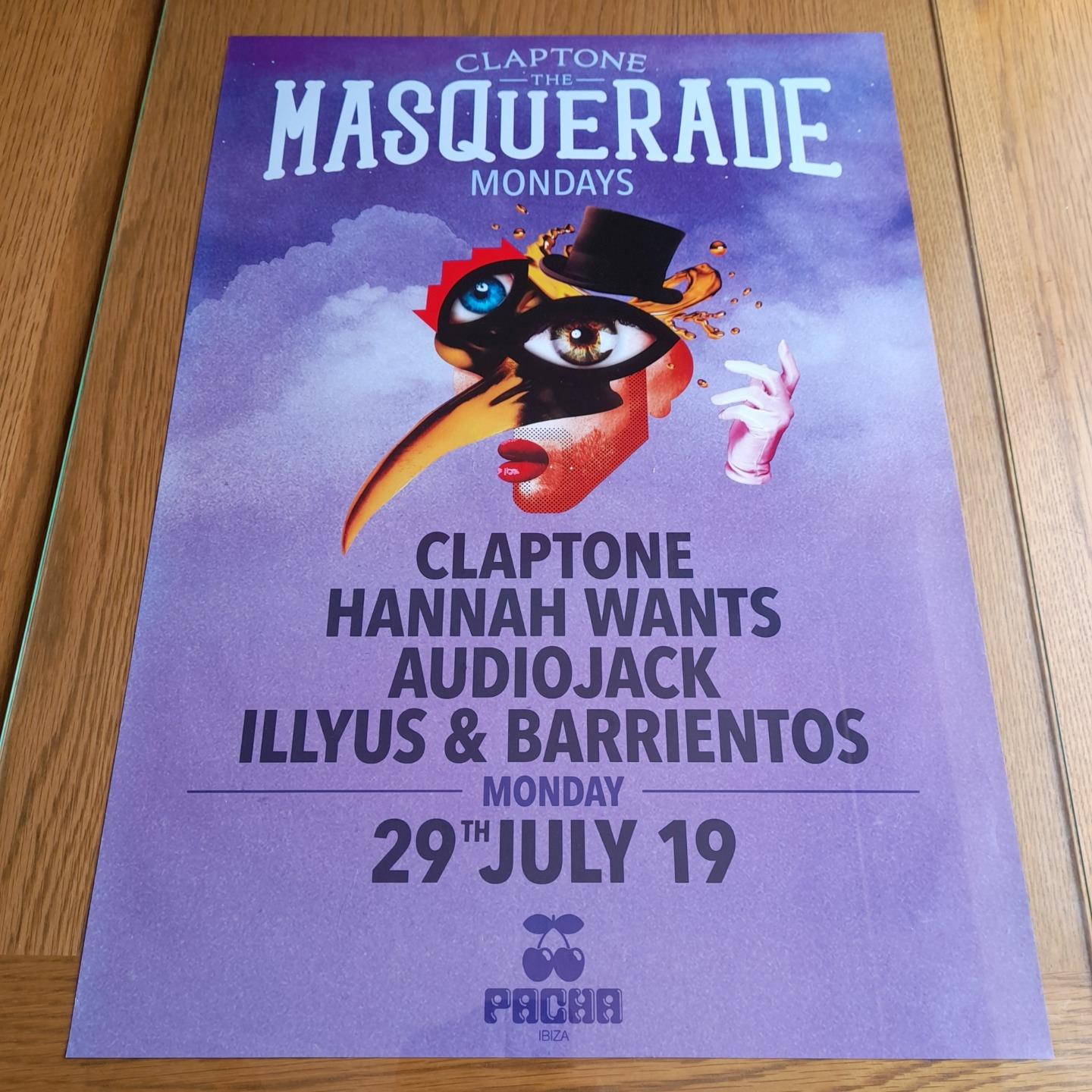 MASQUERADE CLAPTONE @ PACHA CLUB 2019 - IBIZA CLUB POSTERS - DJ MUSIC PARTY - Picture 17 of 20