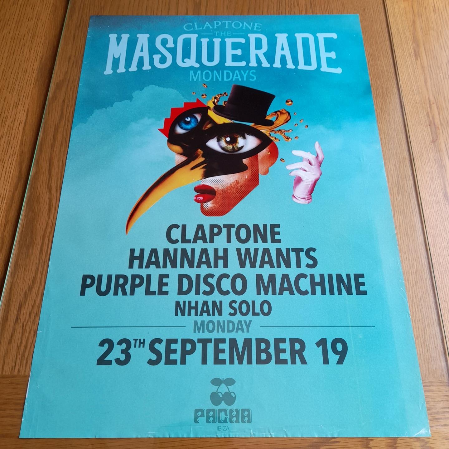 MASQUERADE CLAPTONE @ PACHA CLUB 2019 - IBIZA CLUB POSTERS - DJ MUSIC PARTY - Picture 20 of 20