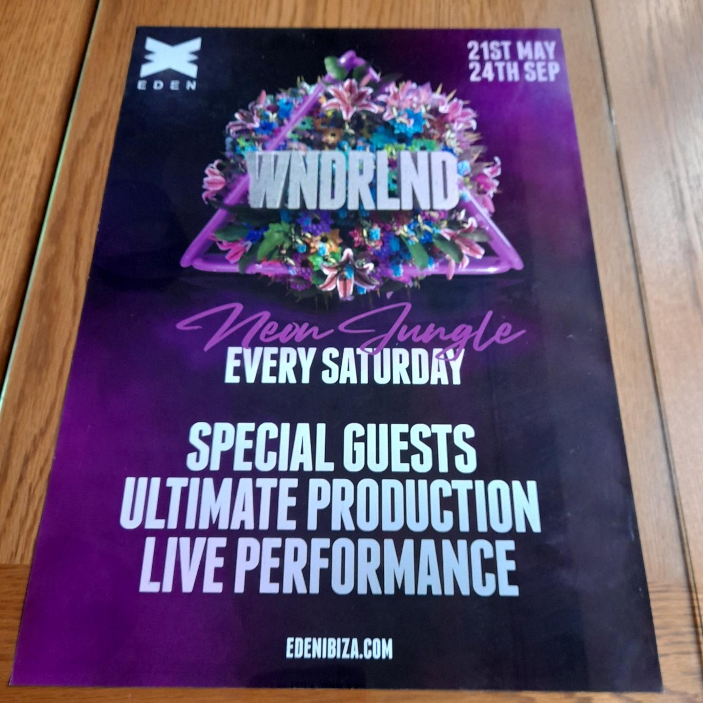 WNDRLND NEON JUNGLE @ EDEN IBIZA 2022 - IBIZA CLUB POSTERS - DJ HOUSE MUSIC - Picture 7 of 12