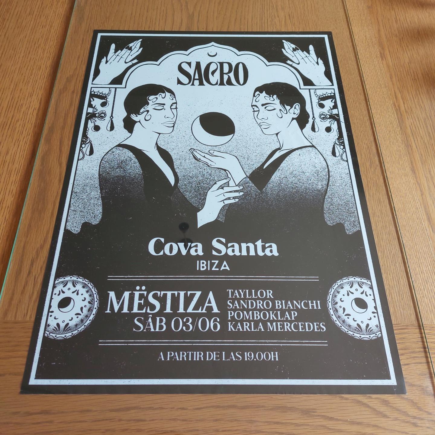 SACRO @ COVA SANTA IBIZA 2023 - IBIZA CLUB POSTERS - DJ HOUSE DANCE MUSIC