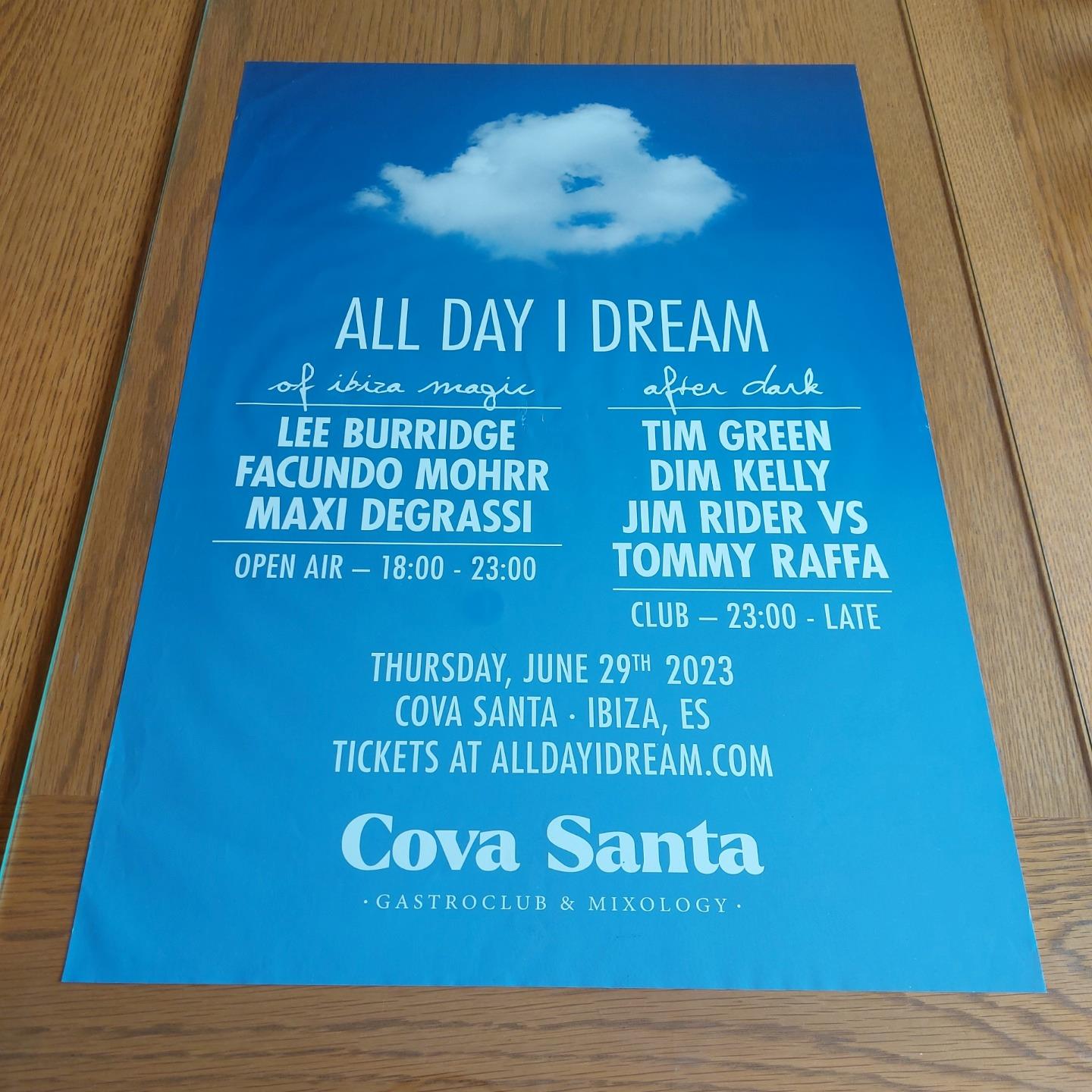 ALL DAY I DREAM @ COVA SANTA IBIZA 2023 - IBIZA CLUB POSTERS - DJ HOUSE MUSIC - Picture 7 of 12
