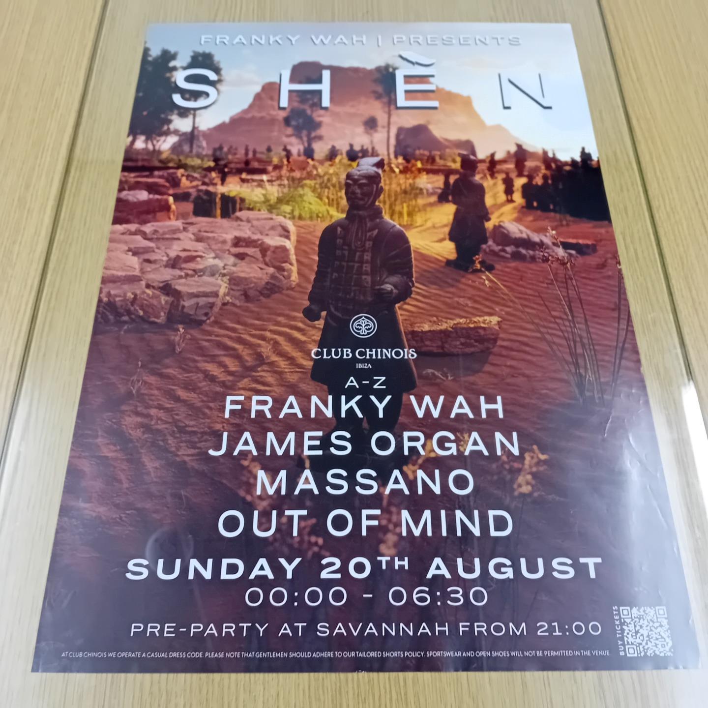 SHEN FRANKY WAH @ CLUB CHINOIS IBIZA 2023 - IBIZA CLUB POSTERS - DJ DANCE MUSIC - Picture 20 of 24