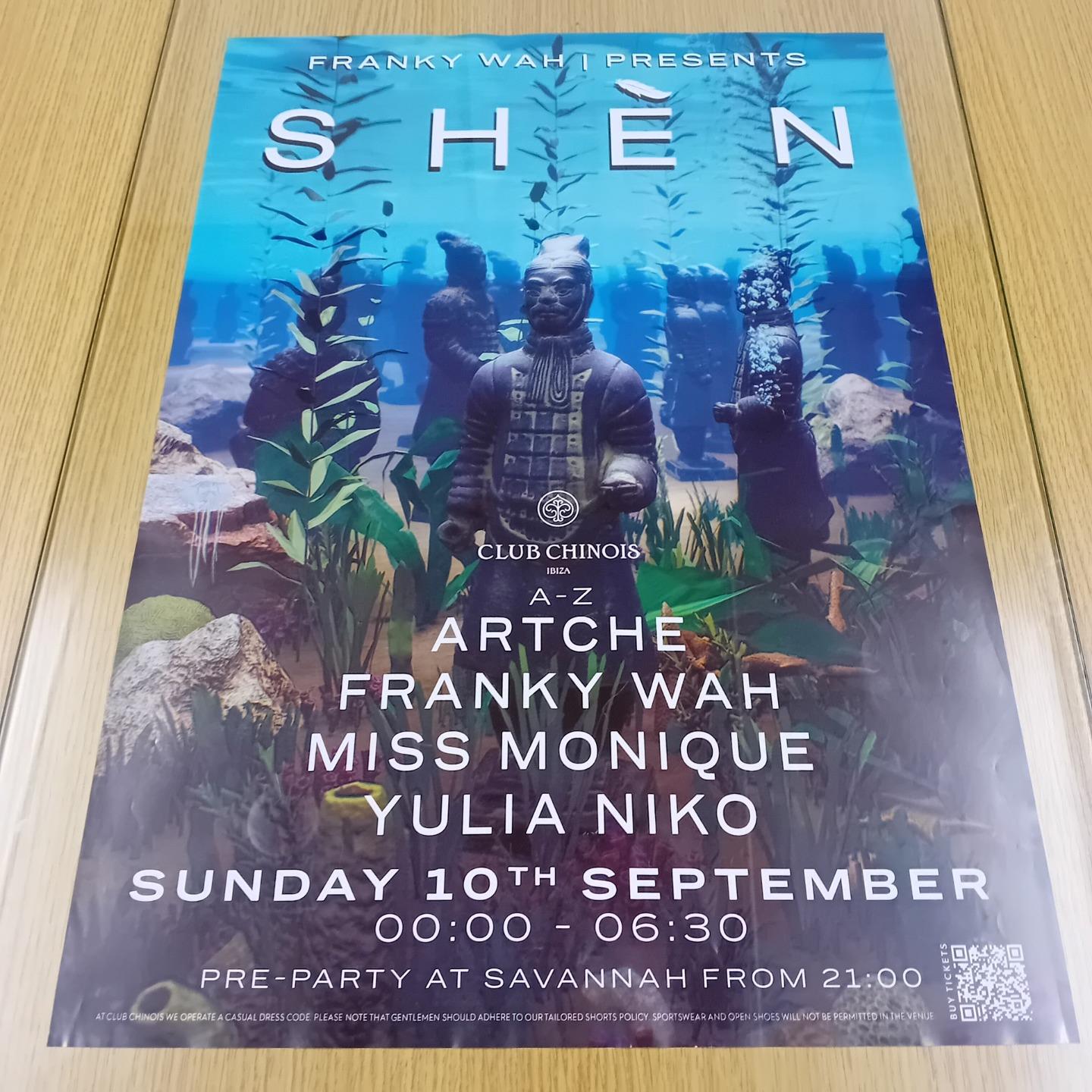 SHEN FRANKY WAH @ CLUB CHINOIS IBIZA 2023 - IBIZA CLUB POSTERS - DJ DANCE MUSIC - Picture 23 of 24