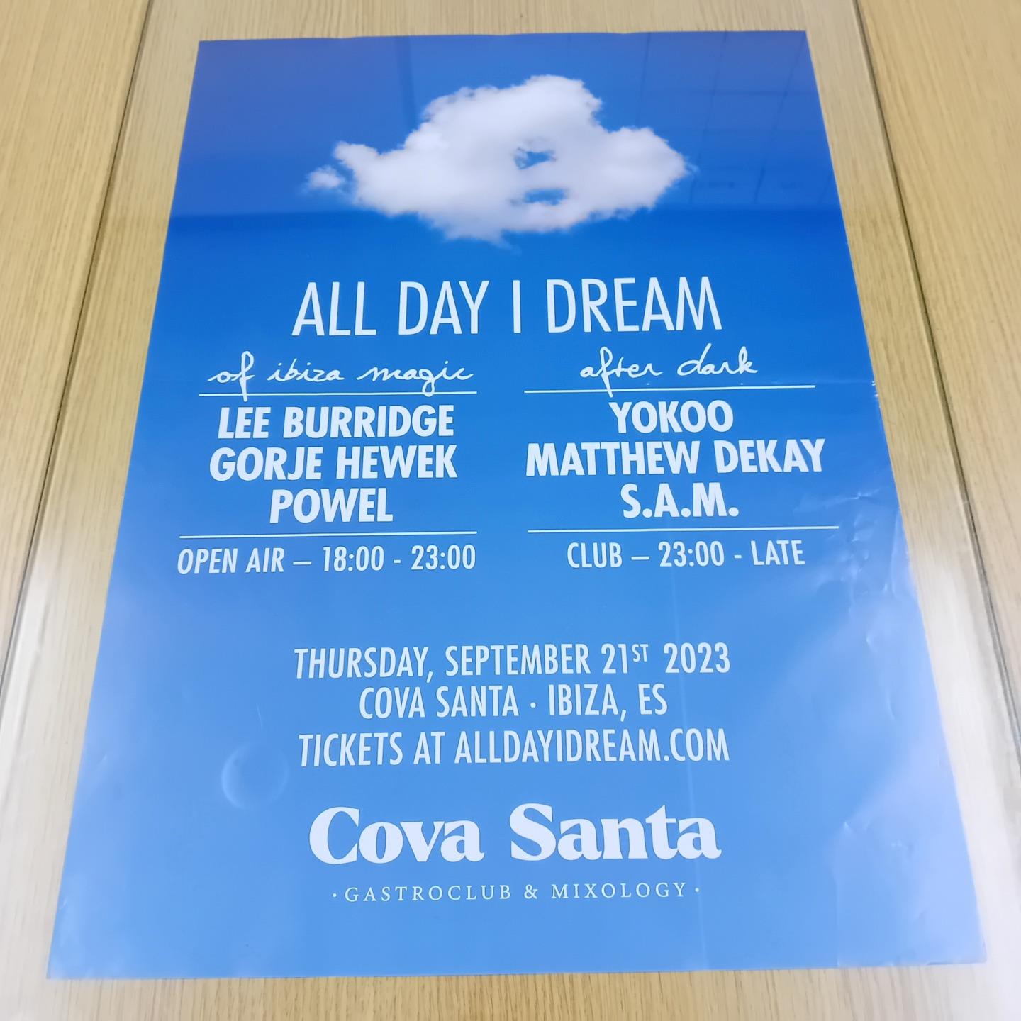 ALL DAY I DREAM @ COVA SANTA IBIZA 2023 - IBIZA CLUB POSTERS - DJ HOUSE MUSIC - Picture 12 of 12