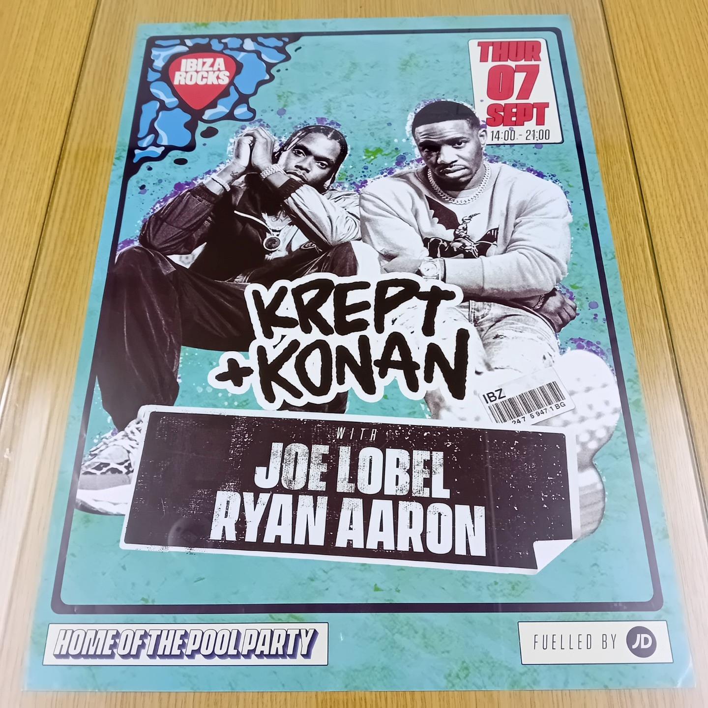 KREPT &amp; KONAN @ IBIZA ROCKS 2023 - IBIZA CLUB POSTERS - DJ UK GRIME DANCE MUSIC