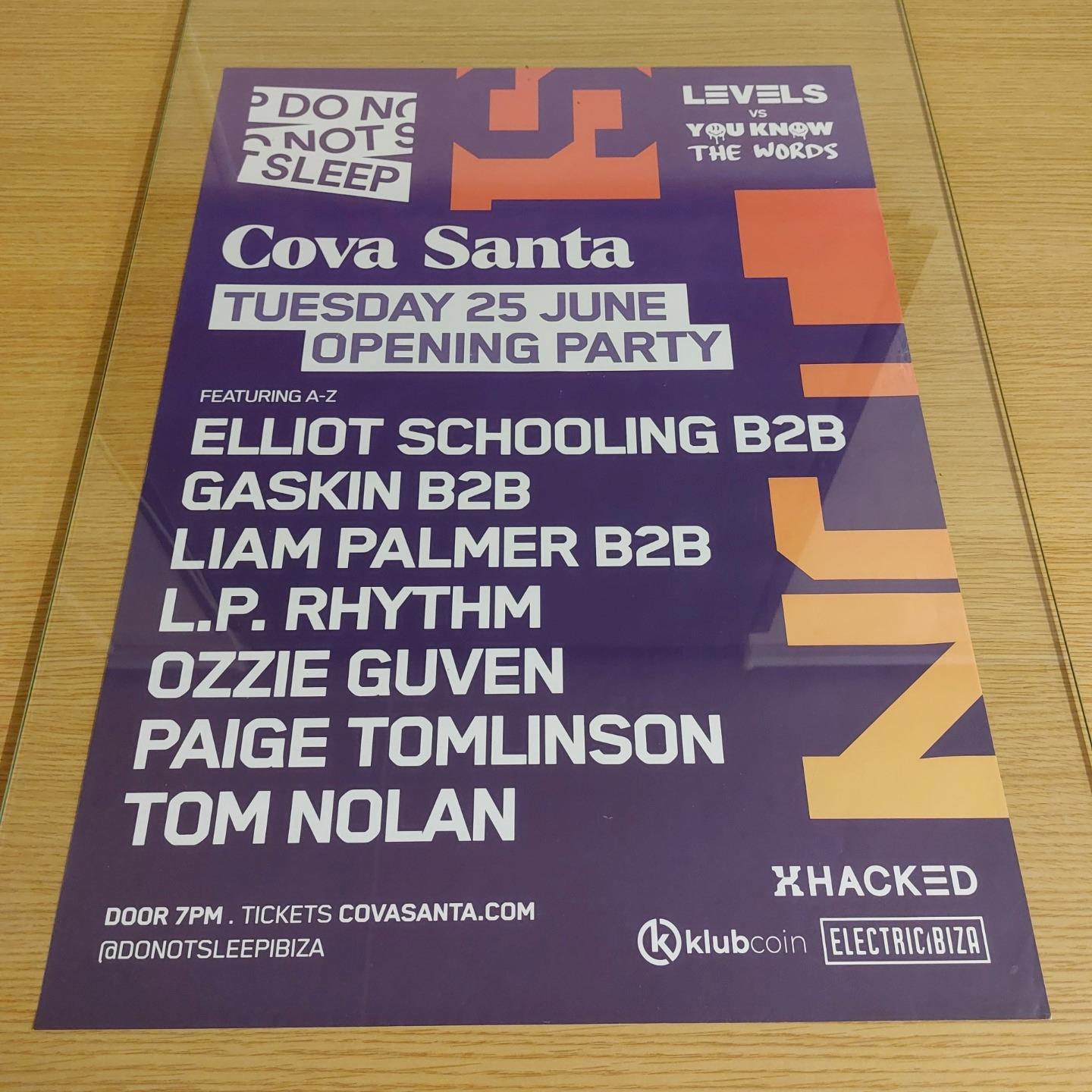 DO NOT SLEEP 2024 @ COVA SANTA IBIZA - IBIZA CLUB POSTERS - DJ TECH HOUSE MUSIC - Picture 5 of 8