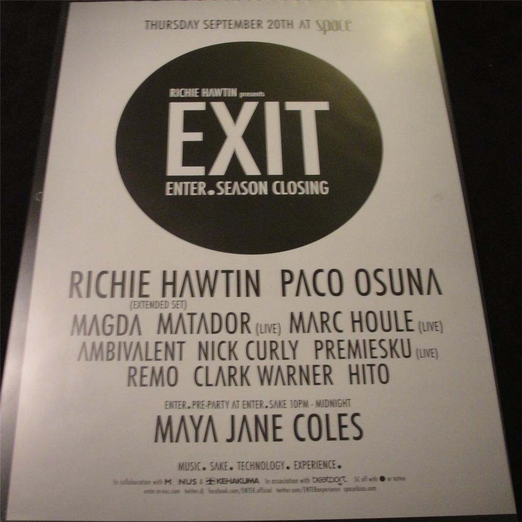 RICHIE HAWTIN ENTER 2012 @ SPACE IBIZA - IBIZA CLUB POSTERS - TECHNO MUSIC DJ - Picture 7 of 8