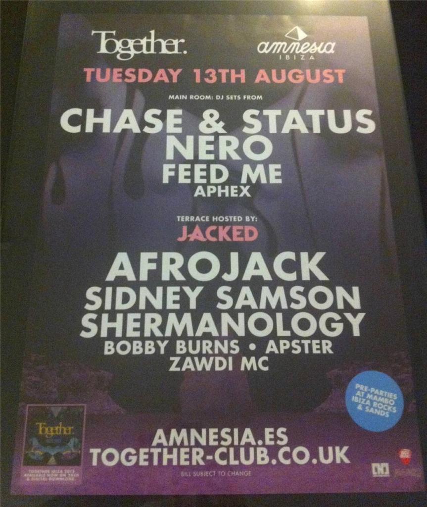 TOGETHER 2013 @ AMNESIA CLUB - IBIZA CLUB POSTERS - DRUM & BASS DNB MUSIC DJ - Picture 10 of 16