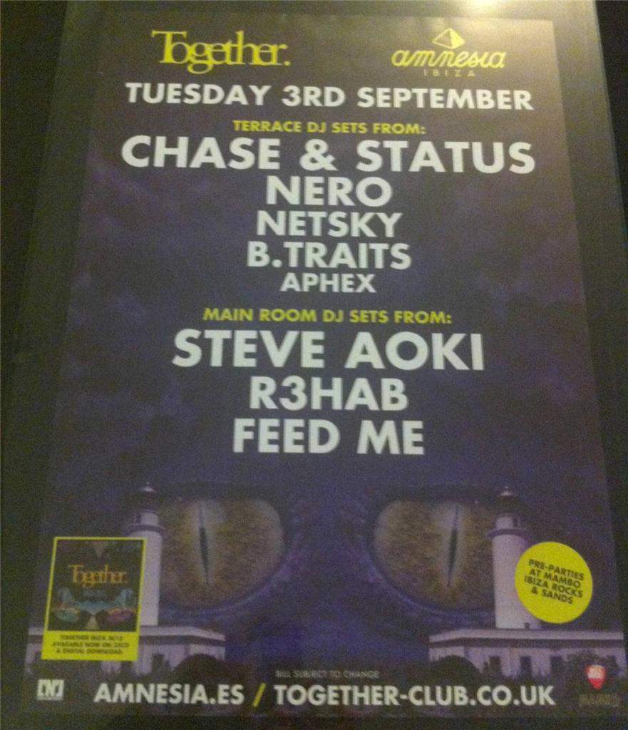 TOGETHER 2013 @ AMNESIA CLUB - IBIZA CLUB POSTERS - DRUM & BASS DNB MUSIC DJ - Picture 13 of 16