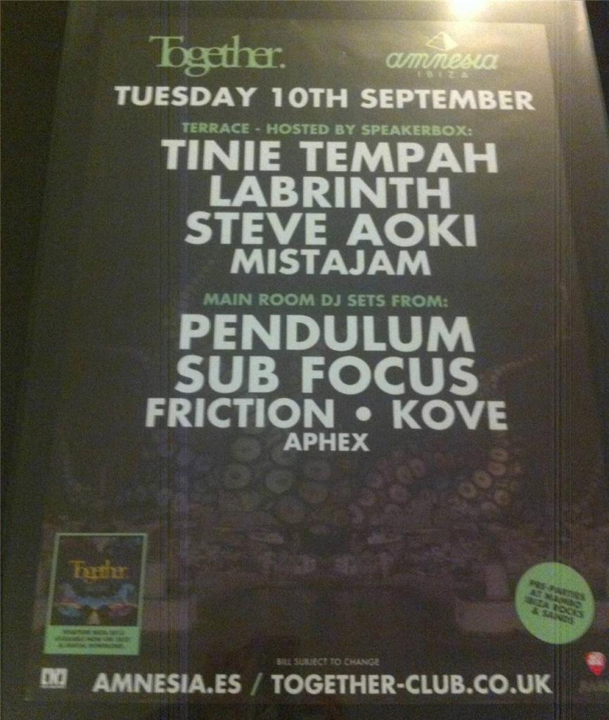 TOGETHER 2013 @ AMNESIA CLUB - IBIZA CLUB POSTERS - DRUM & BASS DNB MUSIC DJ - Picture 14 of 16