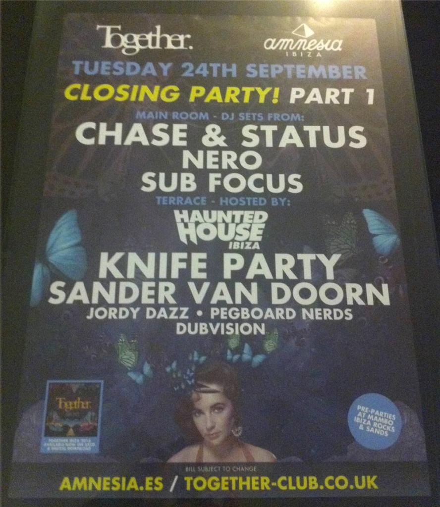 TOGETHER 2013 @ AMNESIA CLUB - IBIZA CLUB POSTERS - DRUM & BASS DNB MUSIC DJ - Picture 16 of 16