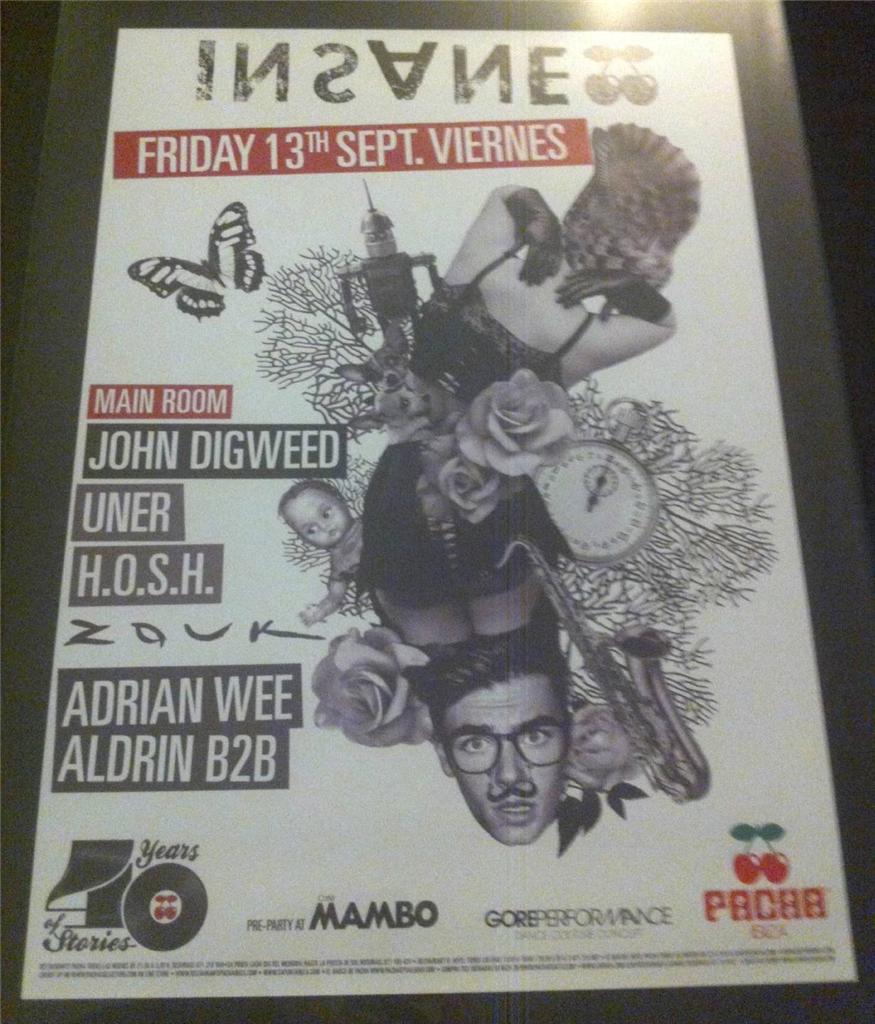 INSANE 2013 @ PACHA CLUB - IBIZA CLUB POSTERS - HOUSE MUSIC TECHNO DJ - Picture 8 of 9