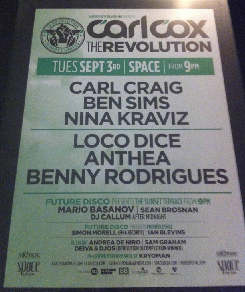 CARL COX 2013 @ SPACE IBIZA - IBIZA CLUB POSTERS - TECHNO HOUSE MUSIC DJ - Picture 8 of 13