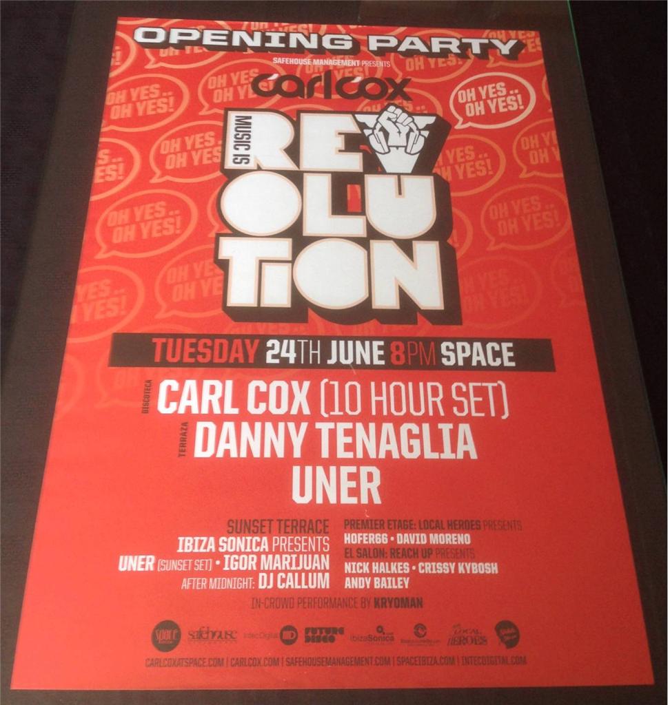 CARL COX 2014 MUSIC IS REVOLUTION @ SPACE IBIZA - IBIZA CLUB POSTERS - DJ MUSIC - Picture 2 of 17