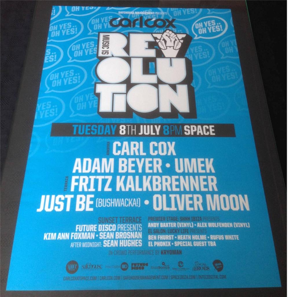 CARL COX 2014 MUSIC IS REVOLUTION @ SPACE IBIZA - IBIZA CLUB POSTERS - DJ MUSIC - Picture 4 of 17