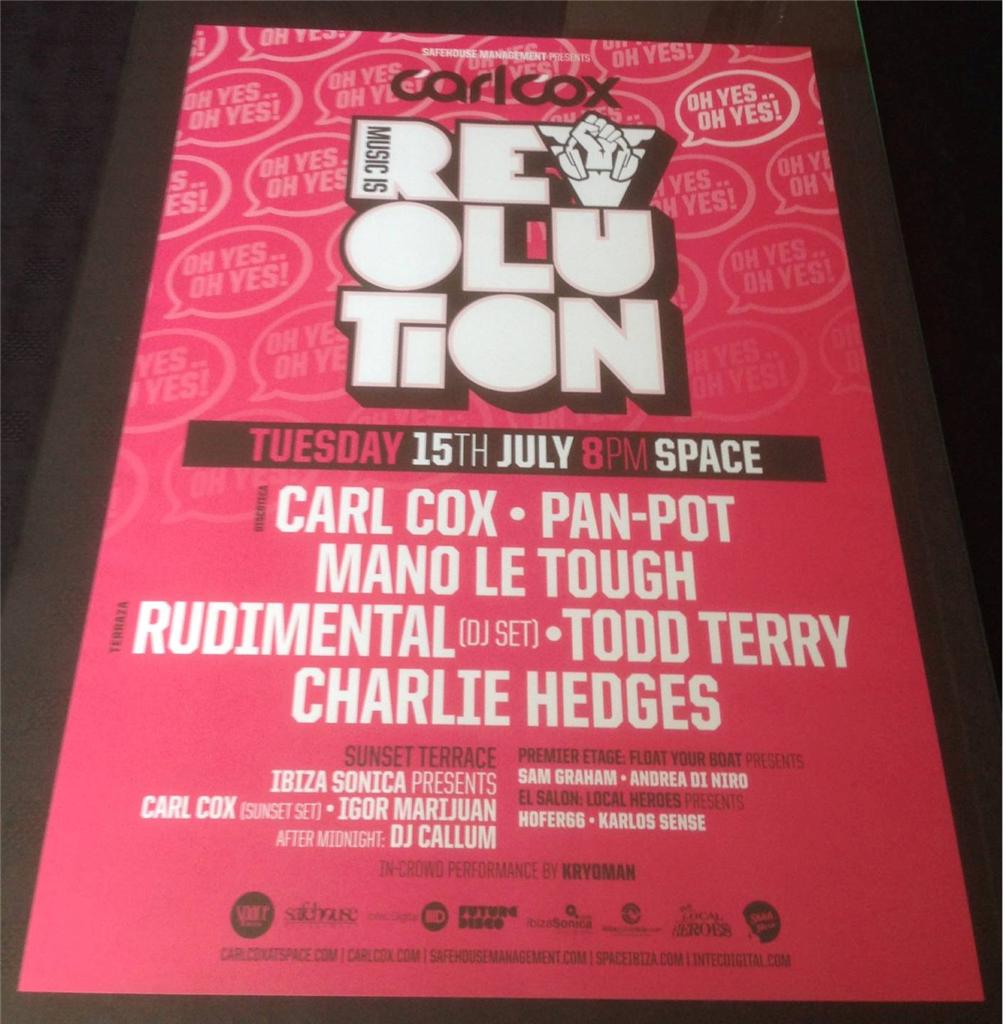 CARL COX 2014 MUSIC IS REVOLUTION @ SPACE IBIZA - IBIZA CLUB POSTERS - DJ MUSIC - Picture 5 of 17