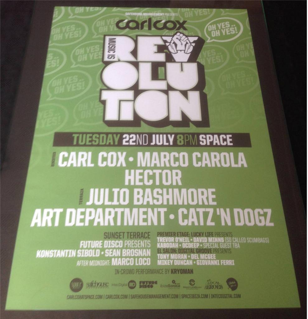 CARL COX 2014 MUSIC IS REVOLUTION @ SPACE IBIZA - IBIZA CLUB POSTERS - DJ MUSIC - Picture 6 of 17