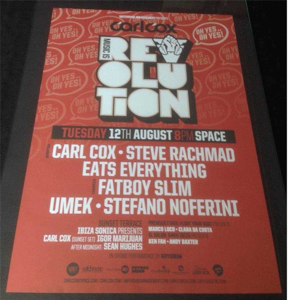 CARL COX 2014 MUSIC IS REVOLUTION @ SPACE IBIZA - IBIZA CLUB POSTERS - DJ MUSIC - Picture 9 of 17