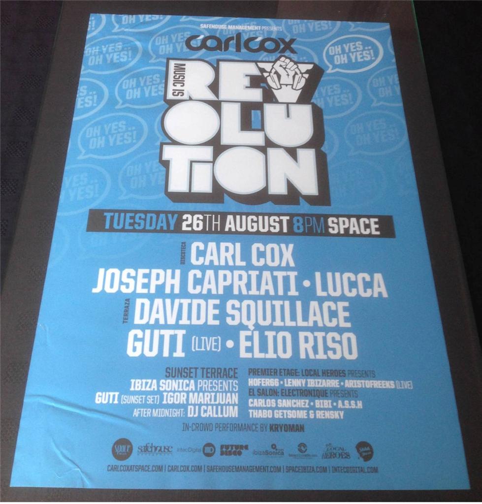 CARL COX 2014 MUSIC IS REVOLUTION @ SPACE IBIZA - IBIZA CLUB POSTERS - DJ MUSIC - Picture 11 of 17