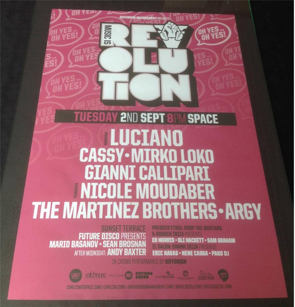 CARL COX 2014 MUSIC IS REVOLUTION @ SPACE IBIZA - IBIZA CLUB POSTERS - DJ MUSIC - Picture 12 of 17