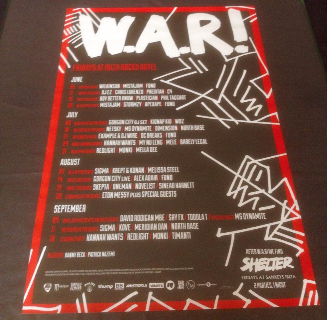 WE ARE ROCKSTARS W.A.R 2015 @ IBIZA ROCKS HOTEL - IBIZA CLUB POSTERS - DJ MUSIC - Picture 2 of 16