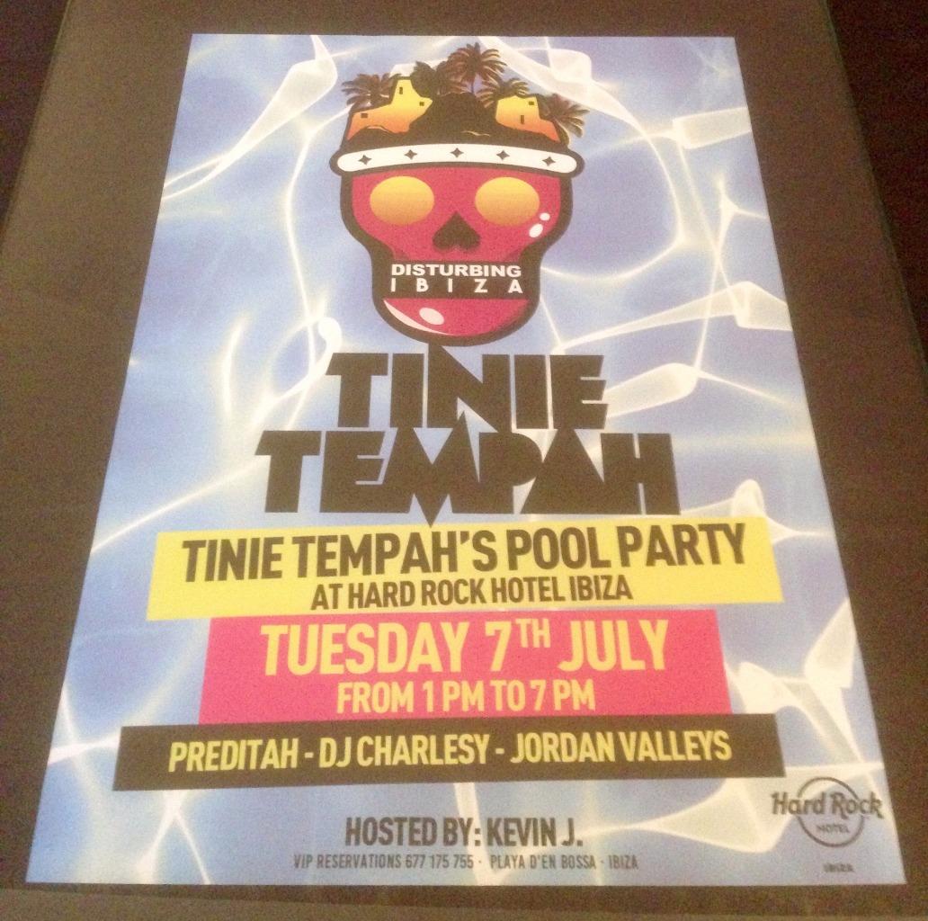 DISTURBING IBIZA 2015 TINIE TEMPAH @ HARD ROCK HOTEL - IBIZA CLUB POSTERS - DJ - Picture 4 of 6