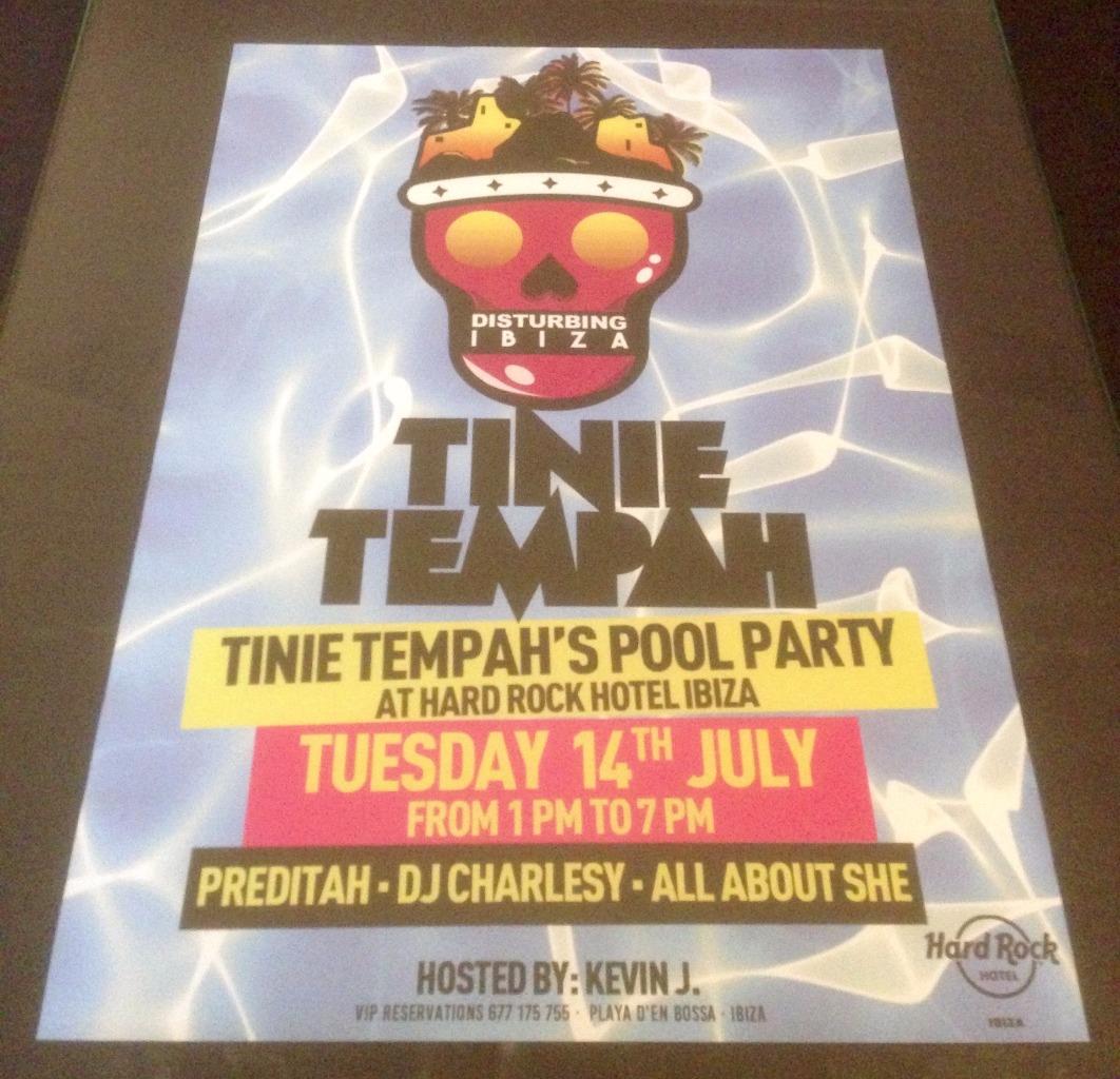 DISTURBING IBIZA 2015 TINIE TEMPAH @ HARD ROCK HOTEL - IBIZA CLUB POSTERS - DJ - Picture 5 of 6