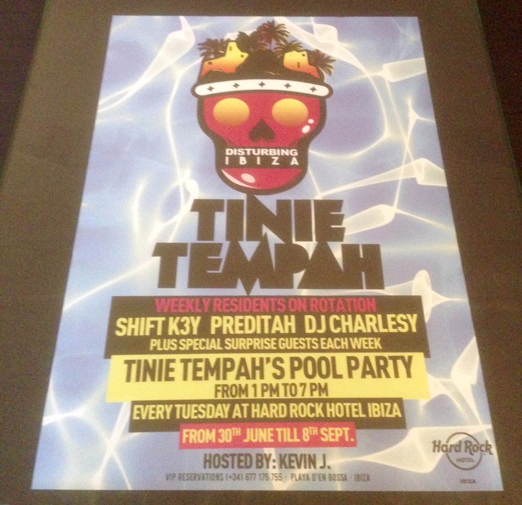 DISTURBING IBIZA 2015 TINIE TEMPAH @ HARD ROCK HOTEL - IBIZA CLUB POSTERS - DJ - Picture 2 of 6