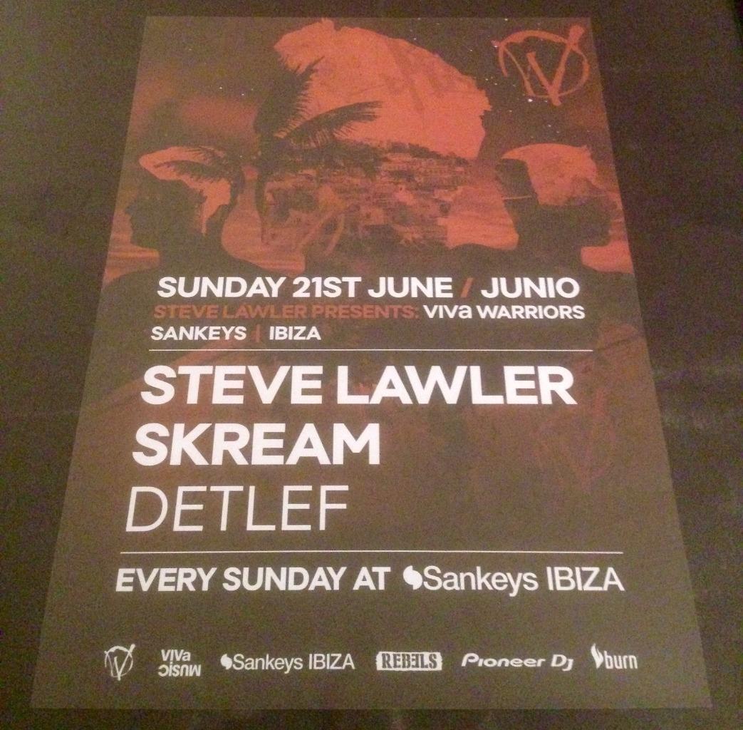 VIVA WARRIORS 2015 STEVE LAWLER @ SANKEYS CLUB - IBIZA CLUB POSTERS - MUSIC DJ - Picture 4 of 11