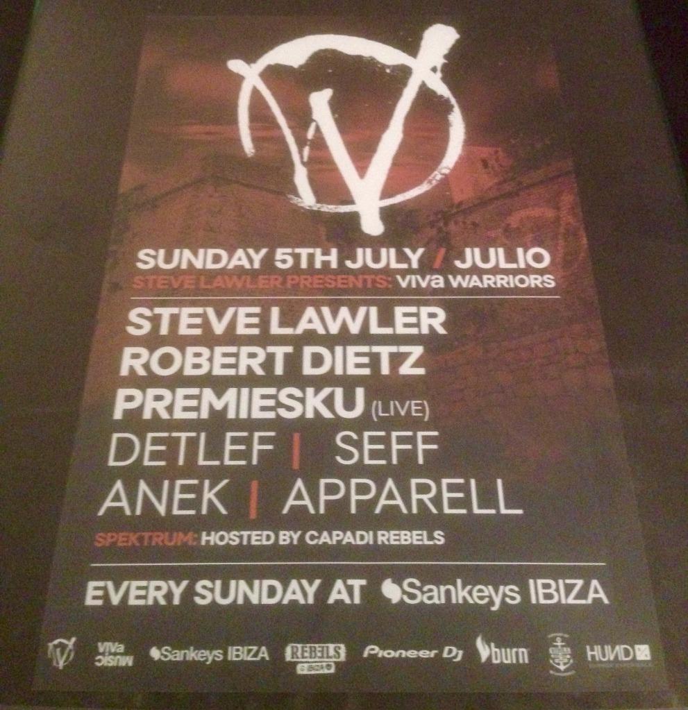 VIVA WARRIORS 2015 STEVE LAWLER @ SANKEYS CLUB - IBIZA CLUB POSTERS - MUSIC DJ - Picture 5 of 11