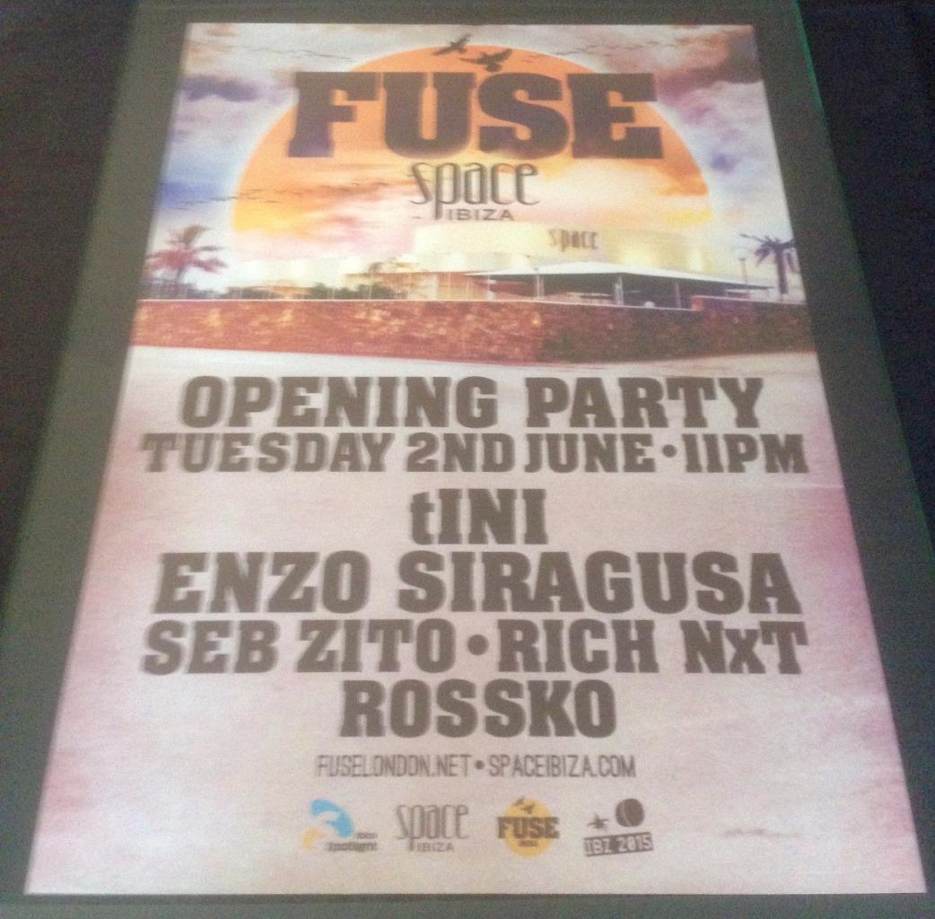 FUSE LONDON 2015 @ SPACE IBIZA - IBIZA CLUB POSTERS - HOUSE MUSIC DJ
