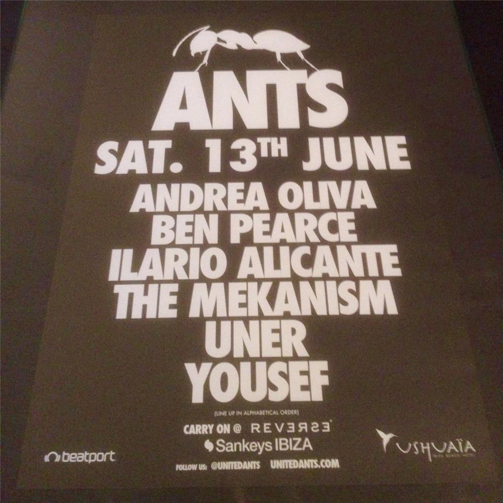 ANTS 2015 @ USHUAIA BEACH HOTEL - IBIZA CLUB POSTERS - TECHNO HOUSE MUSIC DJ - Picture 3 of 17