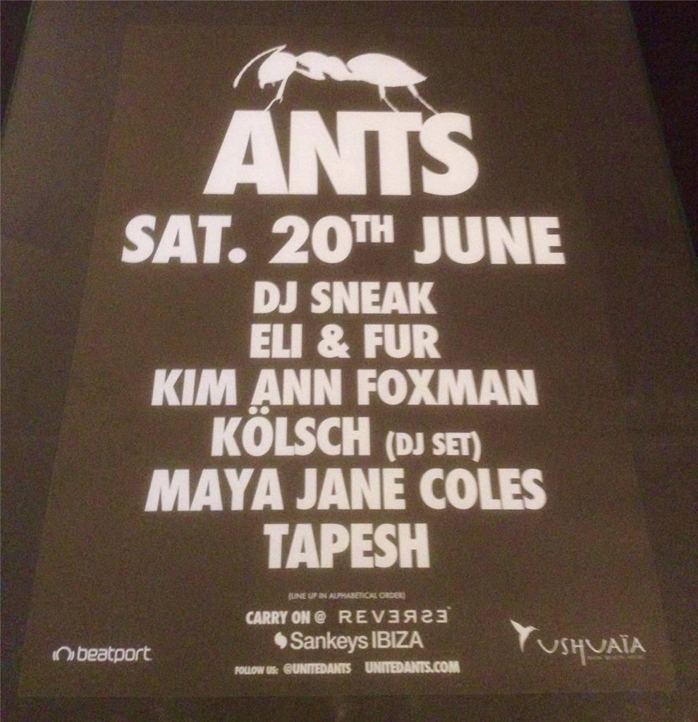 ANTS 2015 @ USHUAIA BEACH HOTEL - IBIZA CLUB POSTERS - TECHNO HOUSE MUSIC DJ - Picture 4 of 17