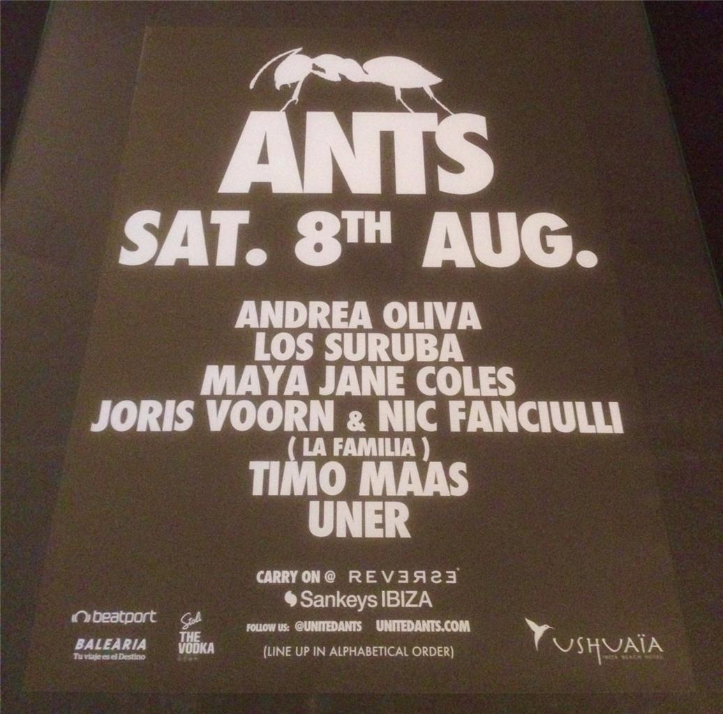 ANTS 2015 @ USHUAIA BEACH HOTEL - IBIZA CLUB POSTERS - TECHNO HOUSE MUSIC DJ - Picture 10 of 17