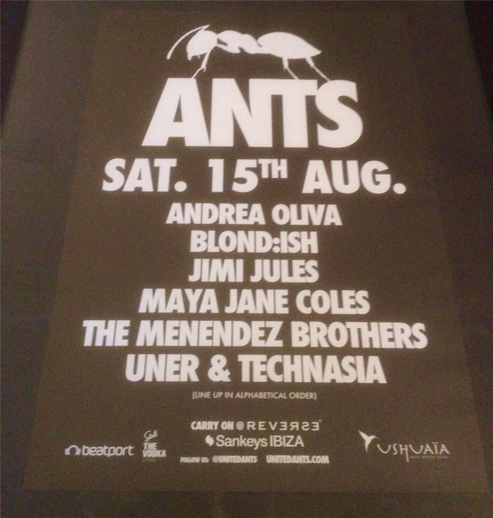ANTS 2015 @ USHUAIA BEACH HOTEL - IBIZA CLUB POSTERS - TECHNO HOUSE MUSIC DJ - Picture 11 of 17