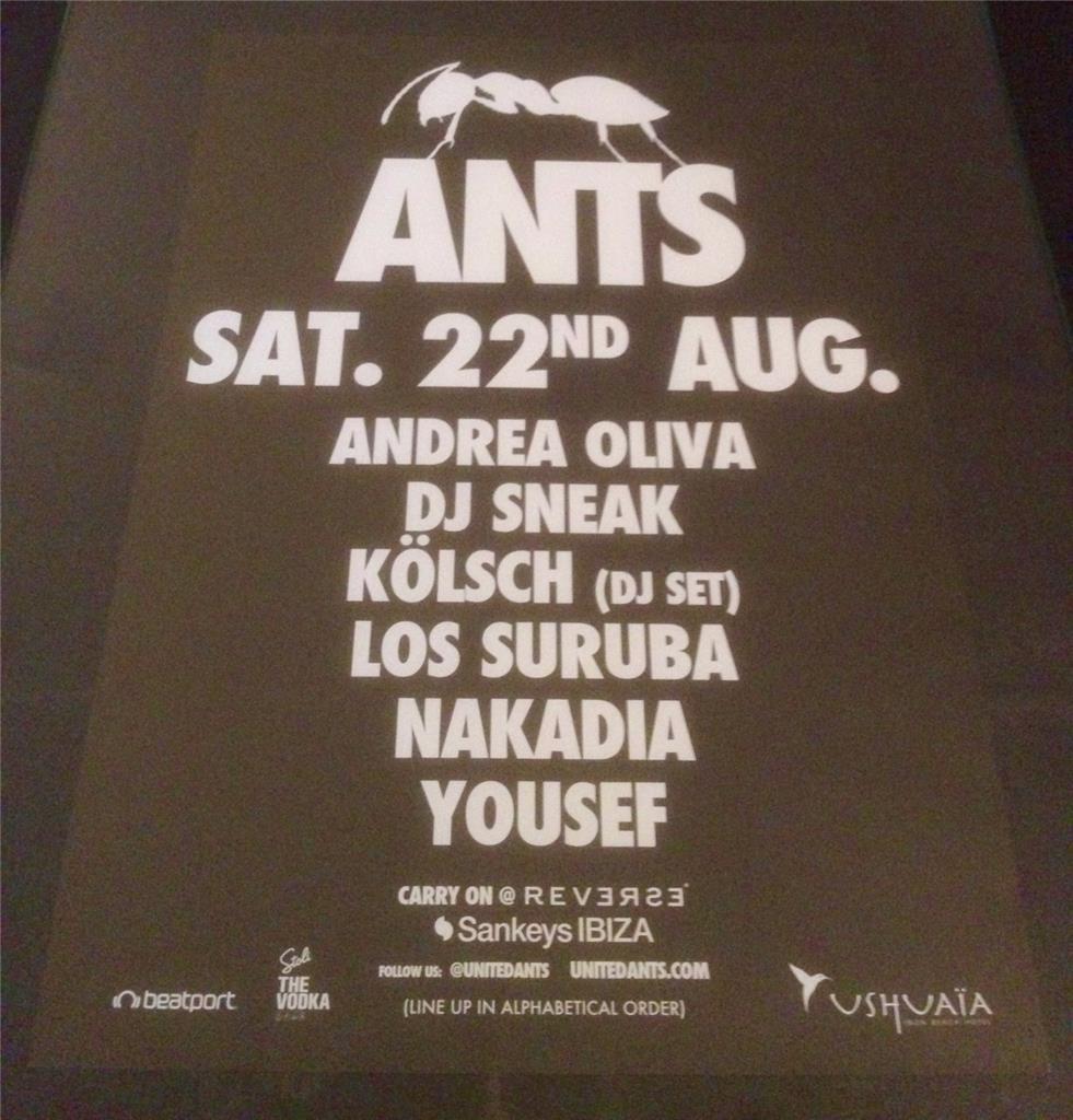 ANTS 2015 @ USHUAIA BEACH HOTEL - IBIZA CLUB POSTERS - TECHNO HOUSE MUSIC DJ - Picture 12 of 17