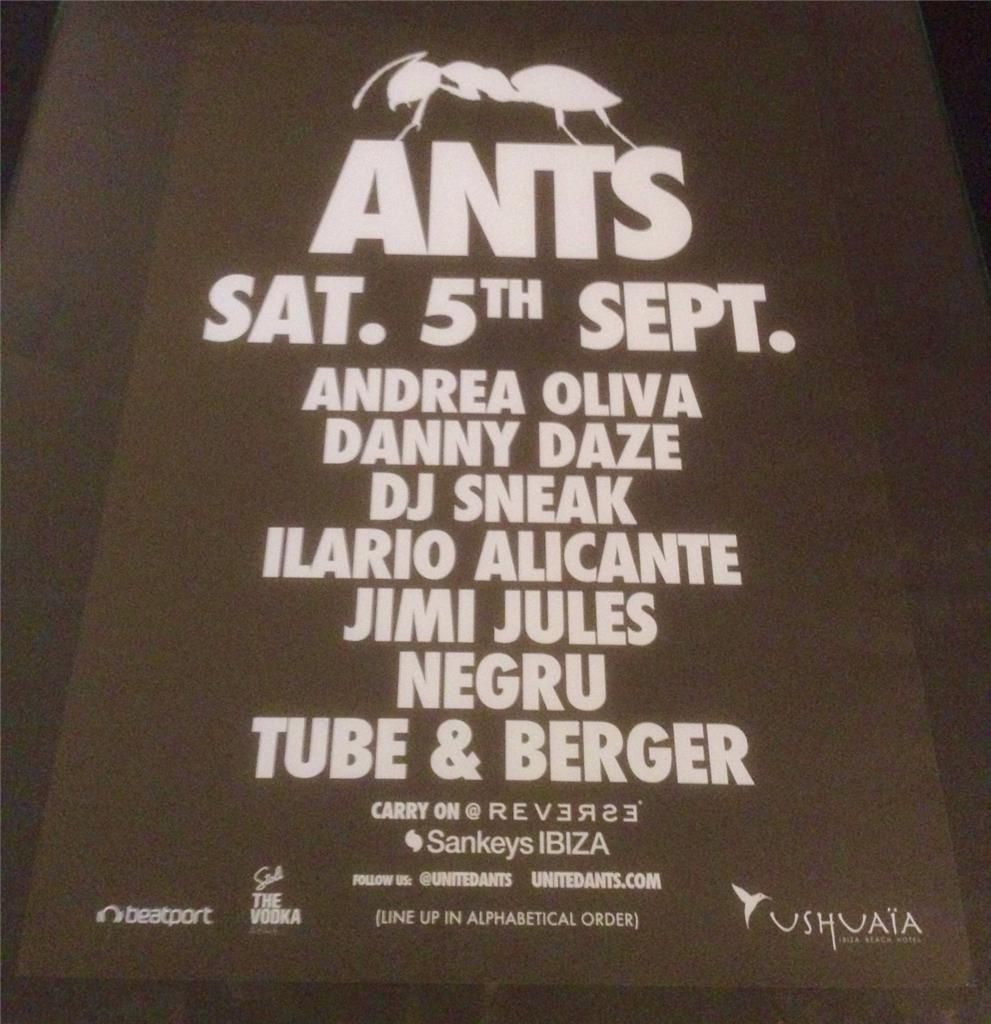ANTS 2015 @ USHUAIA BEACH HOTEL - IBIZA CLUB POSTERS - TECHNO HOUSE MUSIC DJ - Picture 14 of 17