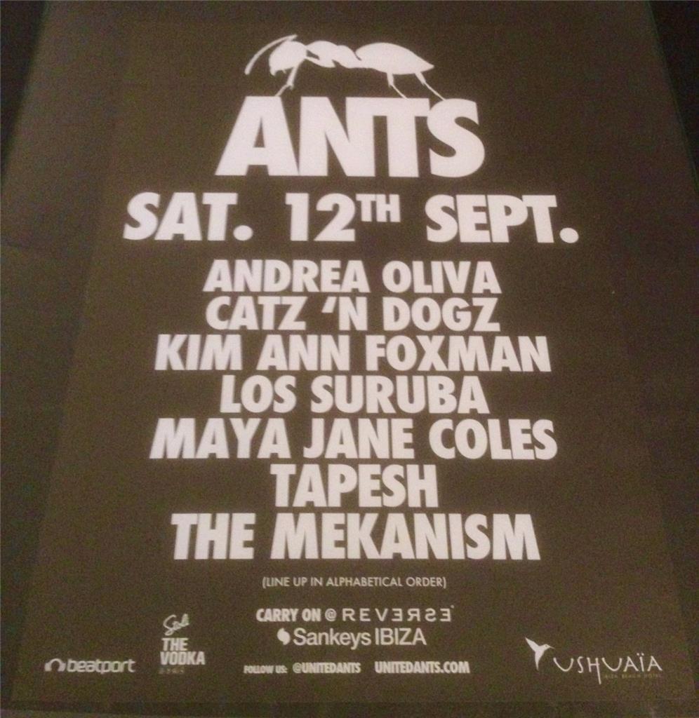 ANTS 2015 @ USHUAIA BEACH HOTEL - IBIZA CLUB POSTERS - TECHNO HOUSE MUSIC DJ - Picture 15 of 17