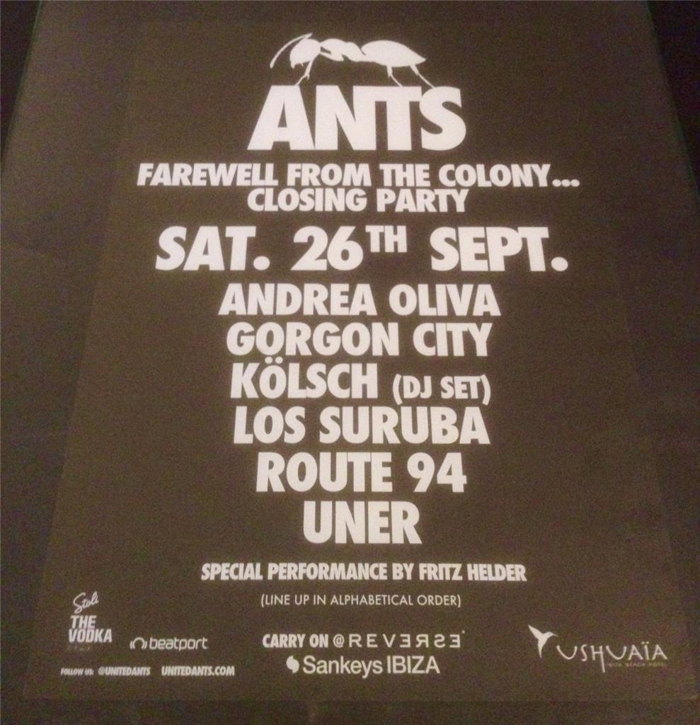 ANTS 2015 @ USHUAIA BEACH HOTEL - IBIZA CLUB POSTERS - TECHNO HOUSE MUSIC DJ - Picture 17 of 17