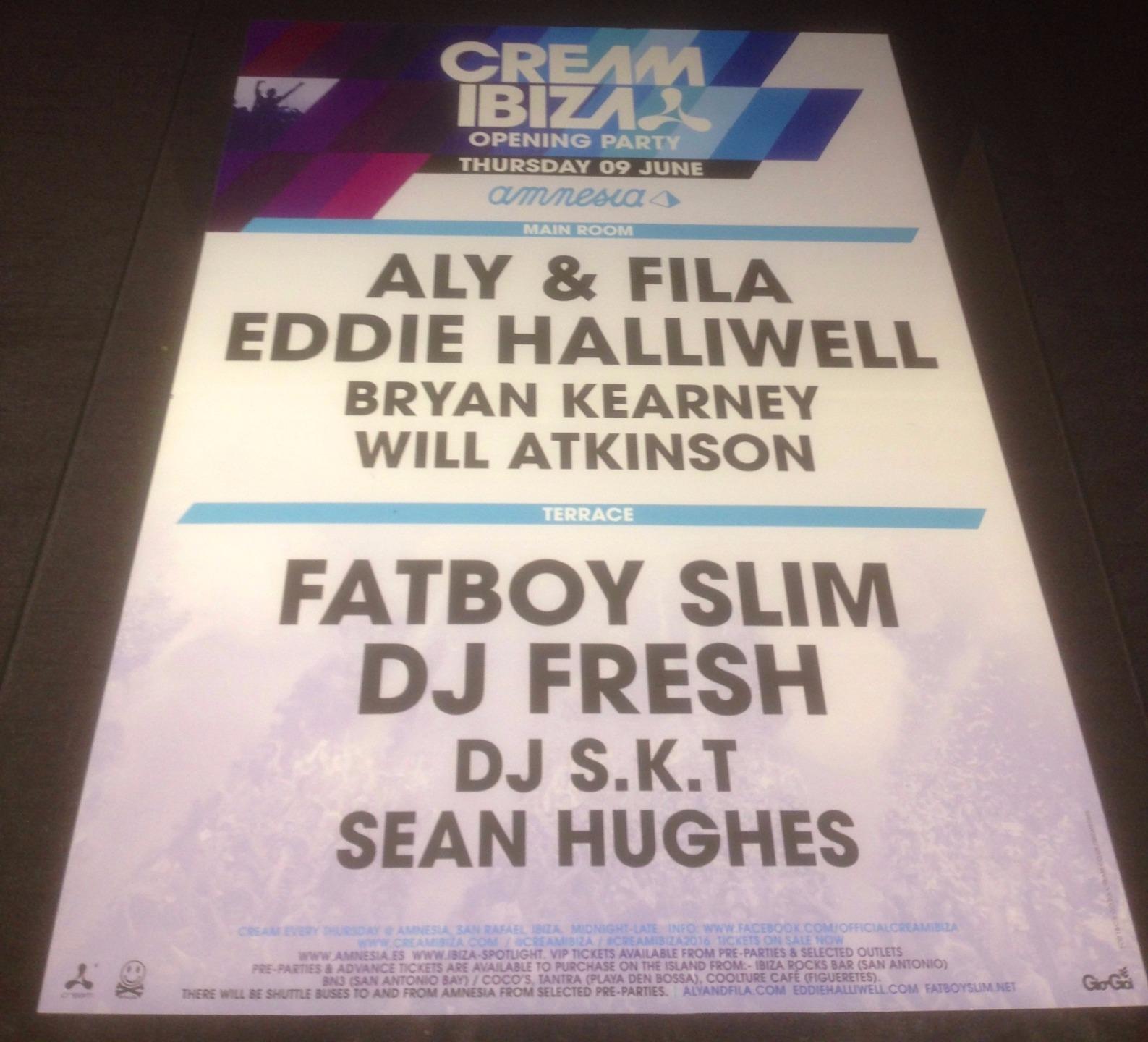 CREAM / RADIO 1 / CREAMFIELDS 2016 @ AMNESIA CLUB IBIZA CLUB POSTERS - TRANCE DJ