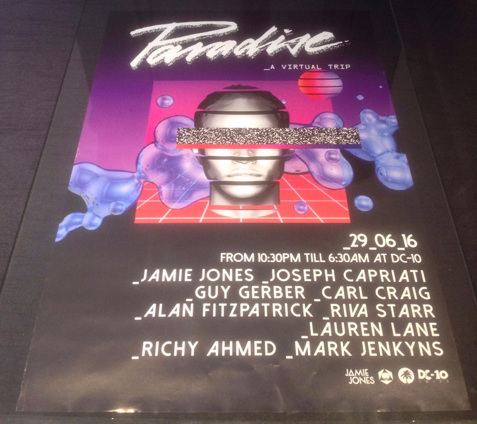 paradise 2016 (jamie jones) @ dc-10 club - ibiza club posters - techno music dj image 1