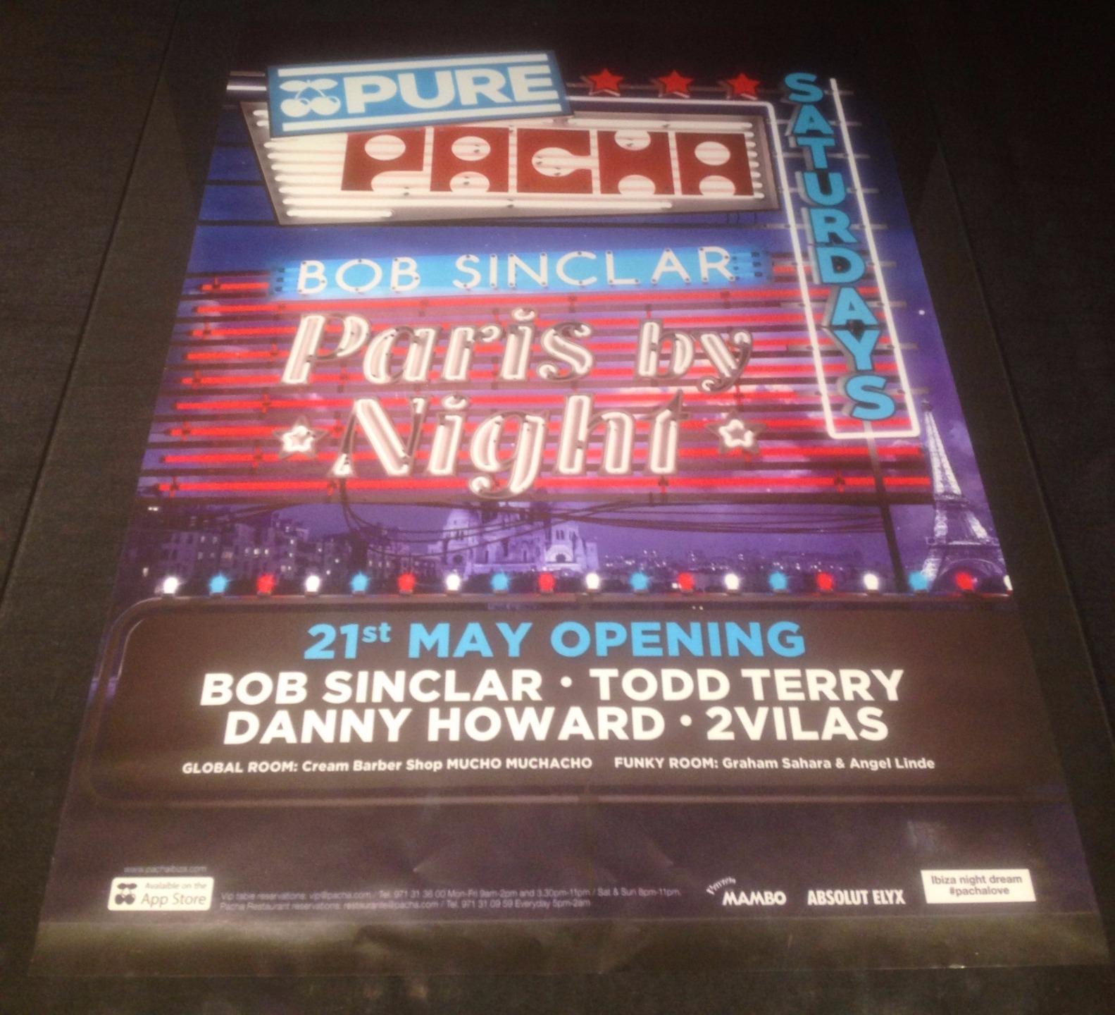 PURE PACHA  2016 BOB SINCLAR @ PACHA CLUB - IBIZA CLUB POSTERS - HOUSE MUSIC DJ