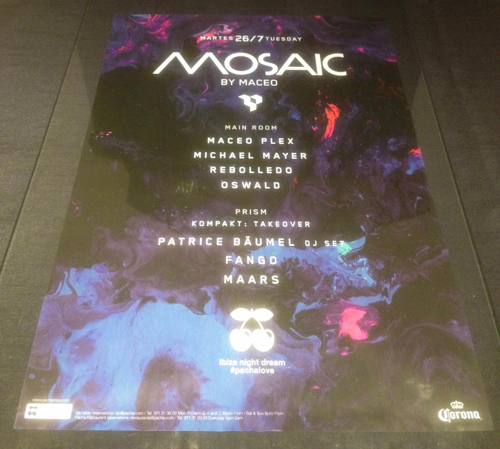 MOSAIC 2016 MACEO PLEX @ PACHA CLUB - IBIZA CLUB POSTERS - TECHNO HOUSE MUSIC DJ - Picture 11 of 20