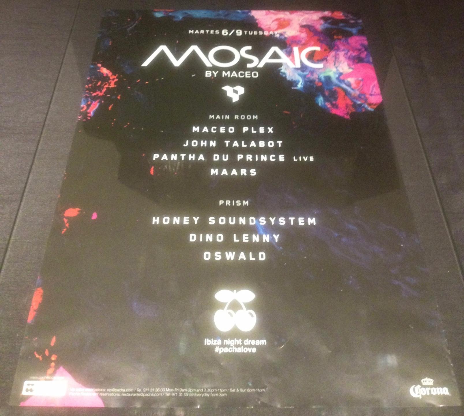 MOSAIC 2016 MACEO PLEX @ PACHA CLUB - IBIZA CLUB POSTERS - TECHNO HOUSE MUSIC DJ - Picture 17 of 20